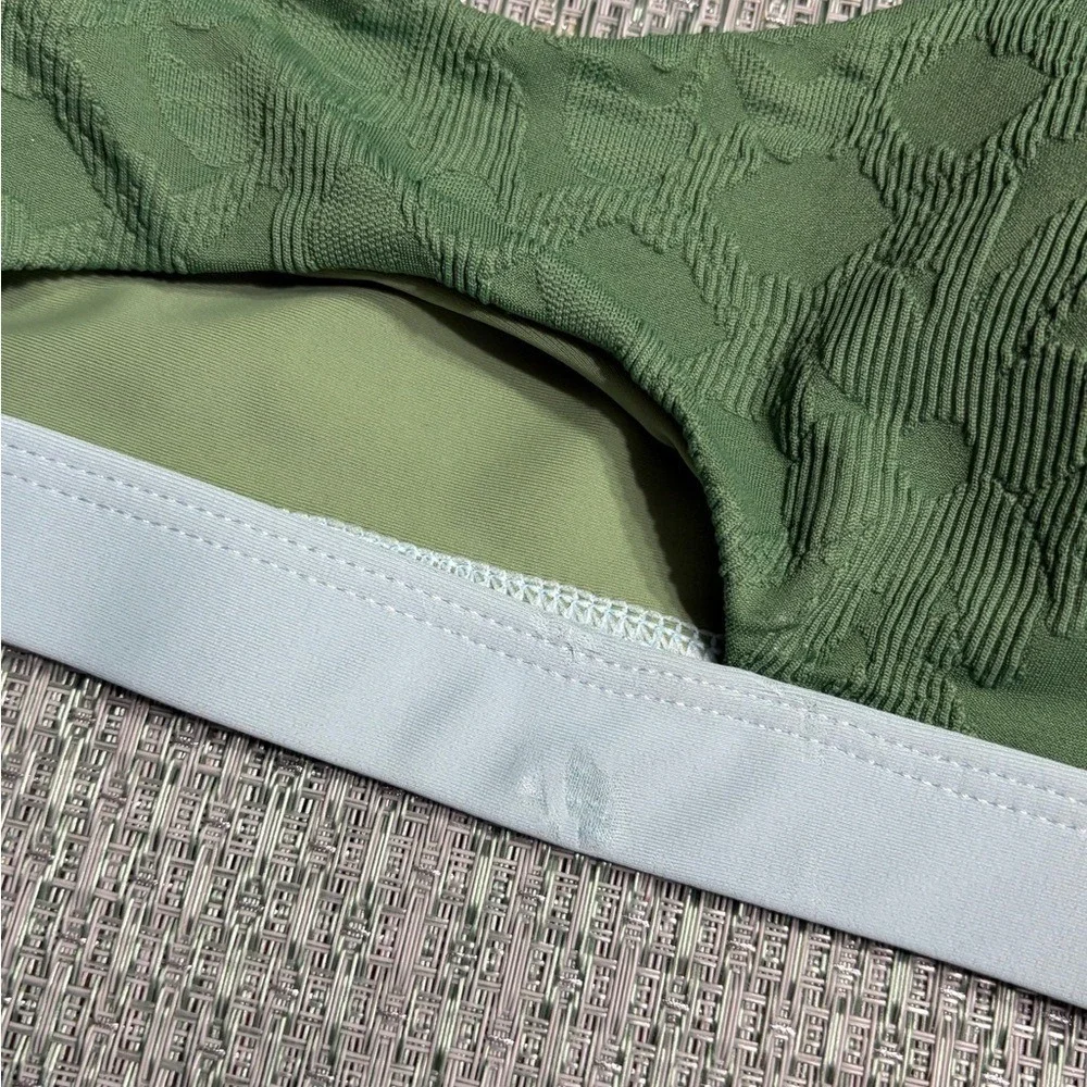 Berlook Olive Green Contrast-Trim Bikini Set